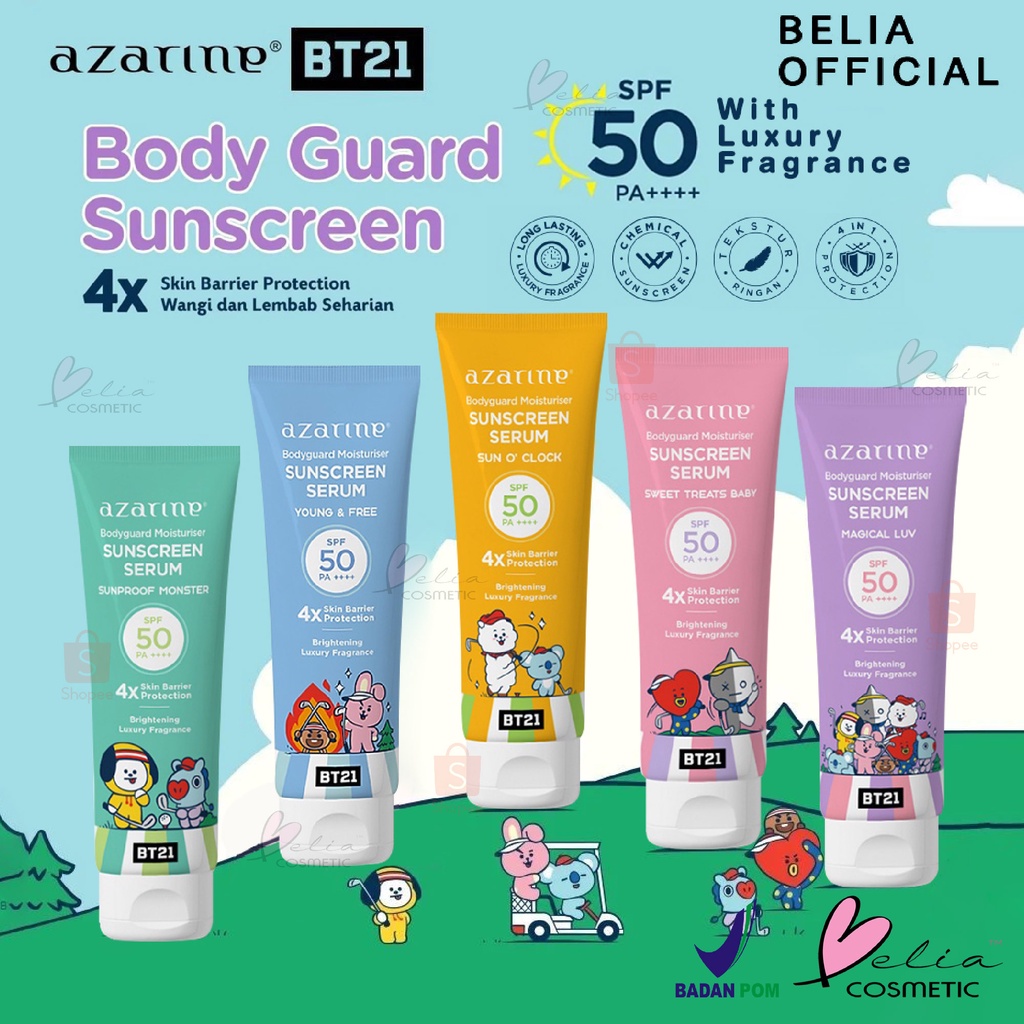 Jual BELIA Azarine x BT21 Body Guard Moisturizer Sunscreen Serum 100ml