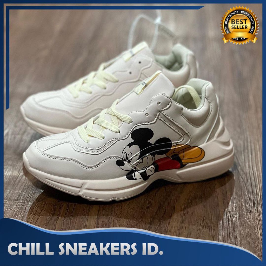 Sepatu Wanita G*cci Rhyton Disney Mickey Mouse Unisex Premium Quality