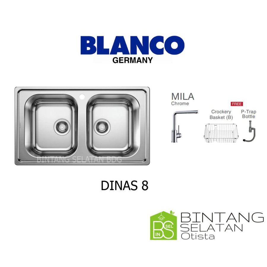 BLANCO KITCHEN SINK BAK CUCI PIRING STAINLESS STEEL BLANCO DINAS 8