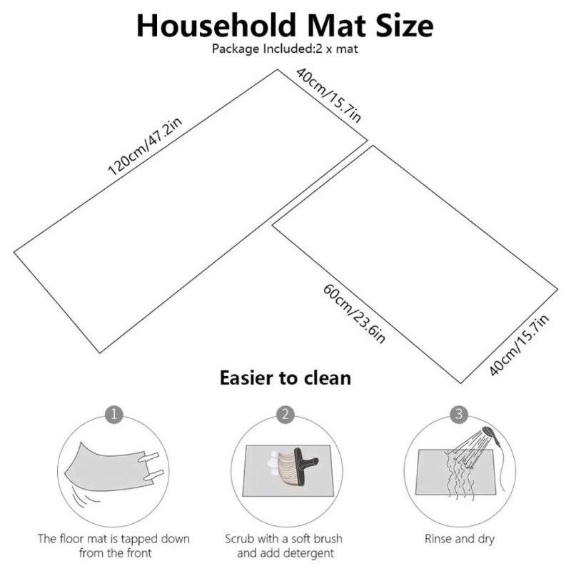 Keset Dapur 2 in 1 Memory Foam Mat Set Kamar Mandi Foam Serap Air Anti Selip Motif Karpet Serba Guna Matras Nyaman Trand