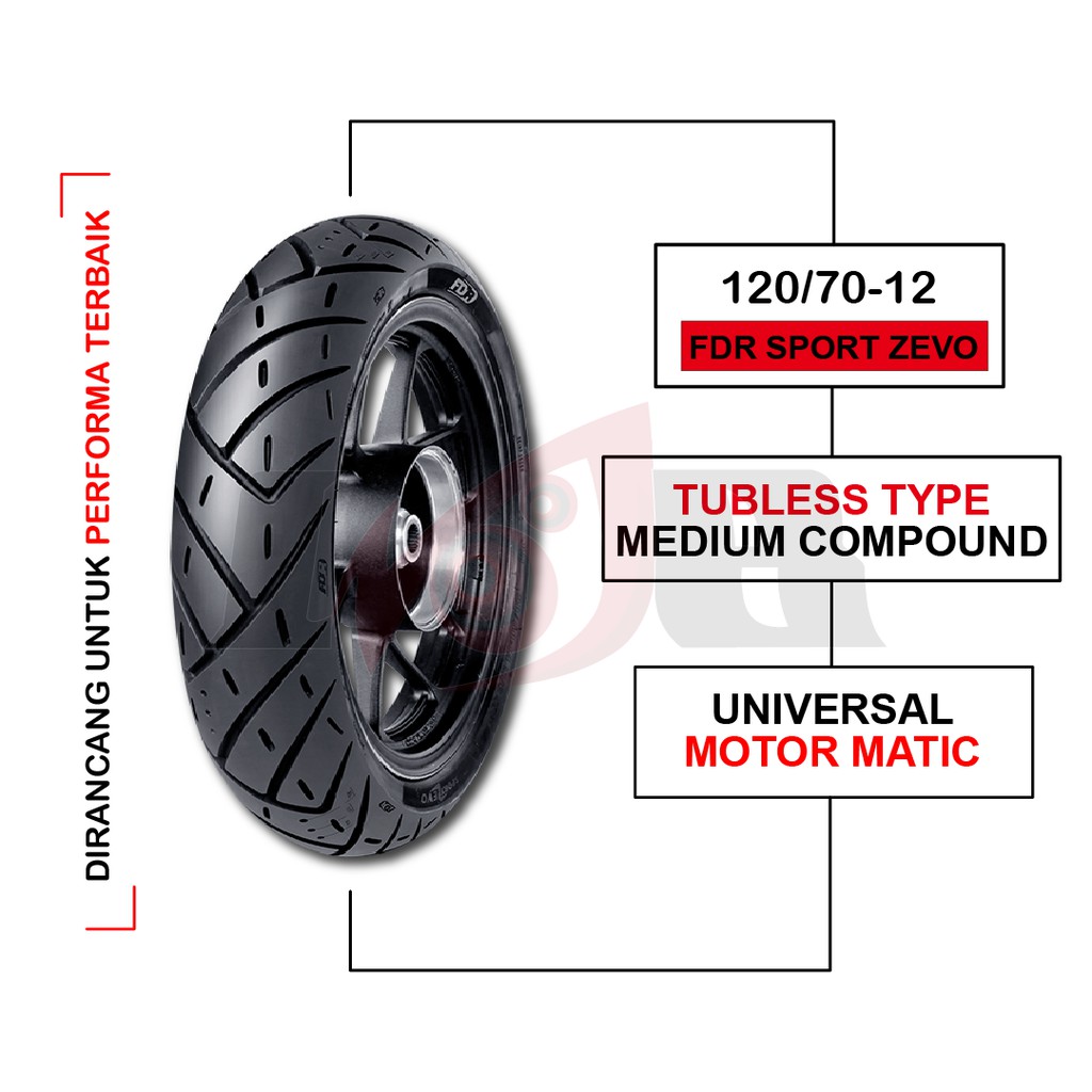 FDR 120/70-12 Sport Zevo Ban Tubeless Motor New Scoopy Vespa Ring 12