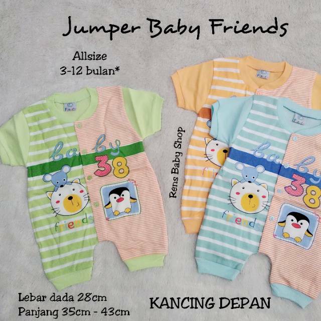 Jumper jumsuit baju terusan kancing lengan panjang / pendek anak bayi FINACO