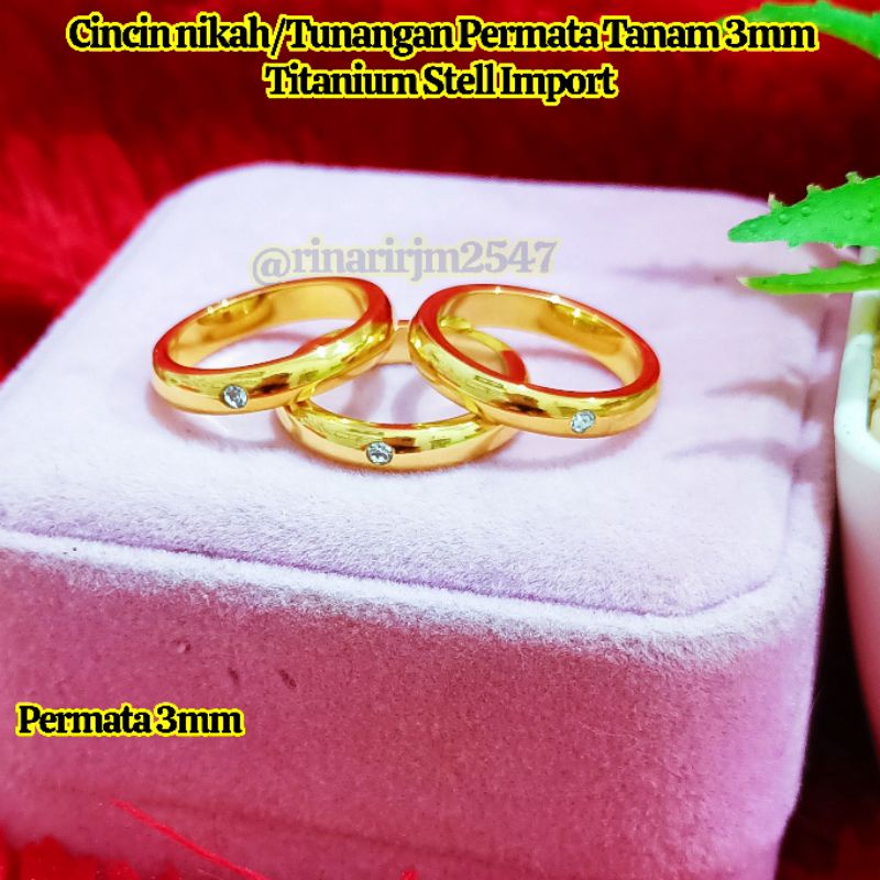 CINCIN KAWIN TUNANGAN TITANIUM IMPORT ANTI KARAT TIDAK PUDAR TITANIUM ASLI