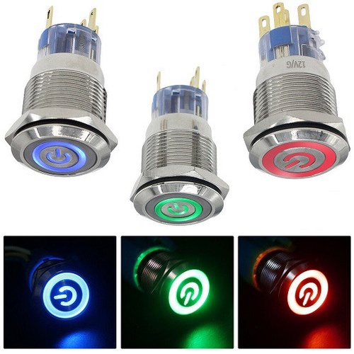 16mm Momentary Switch Metal Stainless Steel Push Button Input Dc 12V Saklar Power Car Klakson Vapor Waterproof