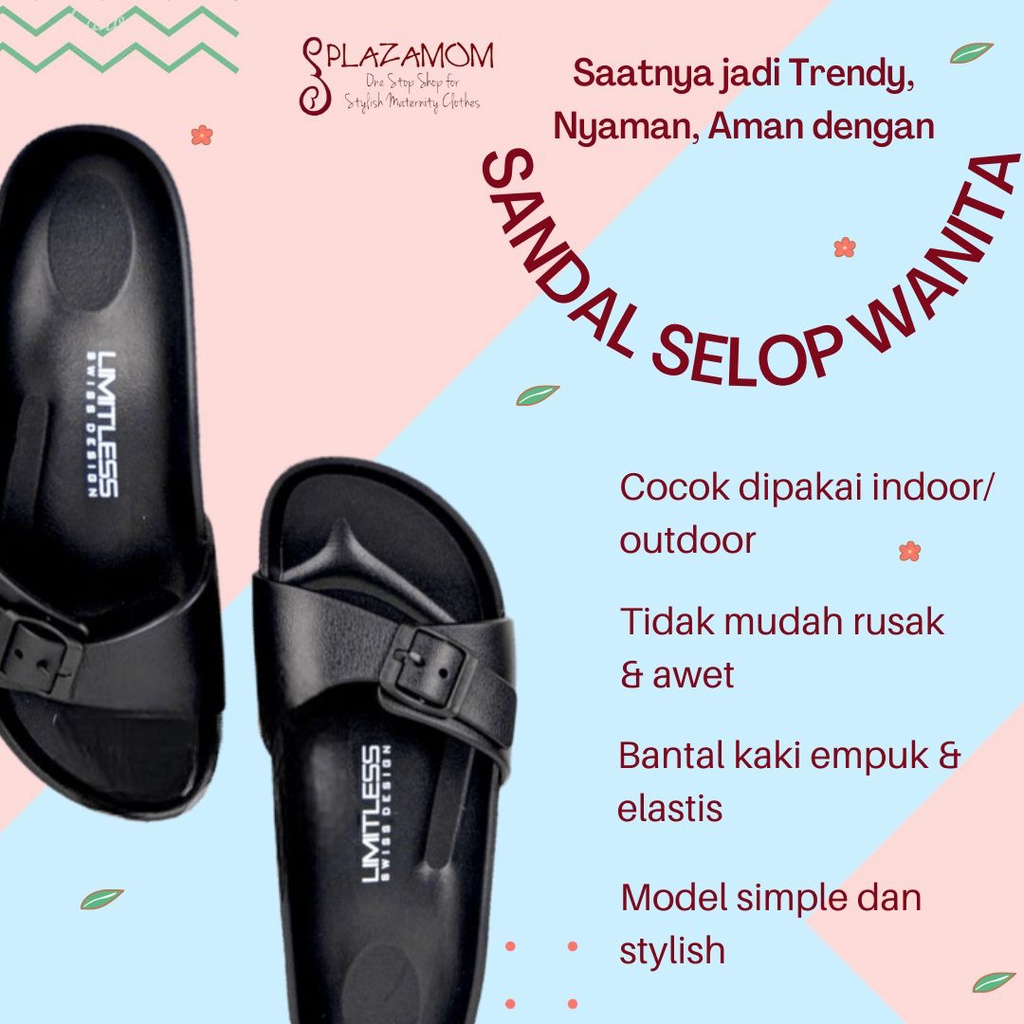 Sandal EVA karet WANITA DEWASA SELOP slop sendal slippers ringan nyaman empuk trendy stylish kekinian model korea korean anti slip awet kualitas premium