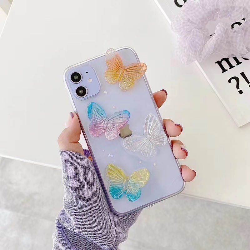 Butterfly 3D Case Iphone Oppo Vivo Xiaomi Samsung Huawei Realme A95 A32 A33 V23e V21 A53 2020 Redmi Note 4 5 6 7 8 9 10 Pro Reno 2f 5f