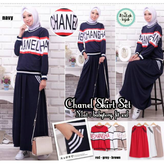 Chanel skirt/ Kaos olahraga wanita / baju olahraga syari