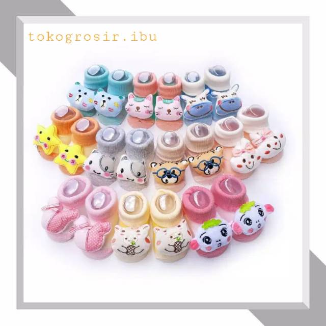 Kaos Kaki Bayi Newborn Baby Korea Lucu Motif Animal Sepatu Bayi Kaus Kaki 3D Bayi Prewalker Shoes