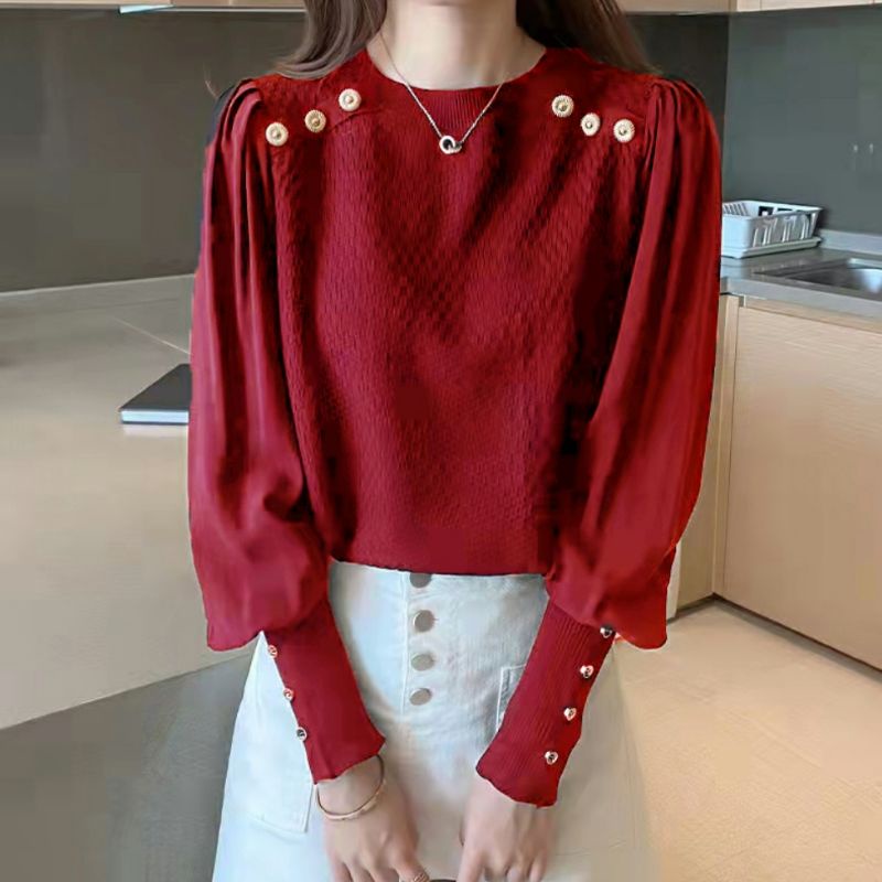 8664 Fashion Baju Blus blouse kemeja polos ada variasi kancing bahan adem lembut import cewek Korea 