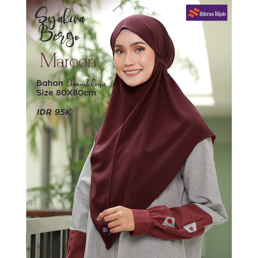 NIBRAS HIJAB SYAKIRA BERGO BAHAN DIAMOND CREPE HIJAB INSTANT BERGO POLOS MUSLIMAH