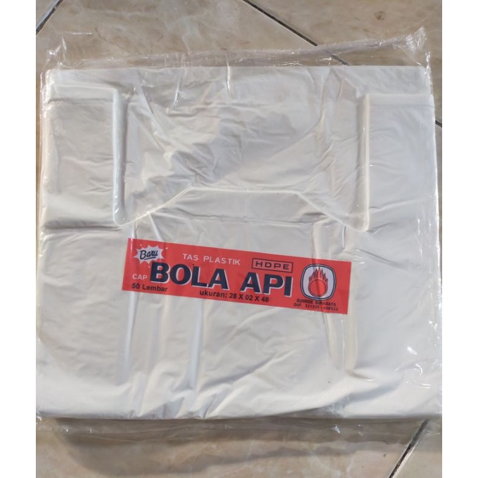 kresek putih cap bola api ukuran 28