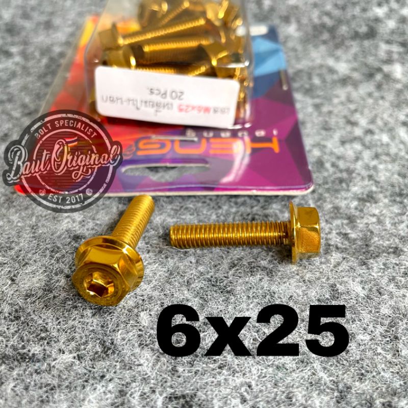 baut probolt 2kunci 2 kunci stainless 6x25 drat 10 panjang 2.5 cm original heng thailand gold