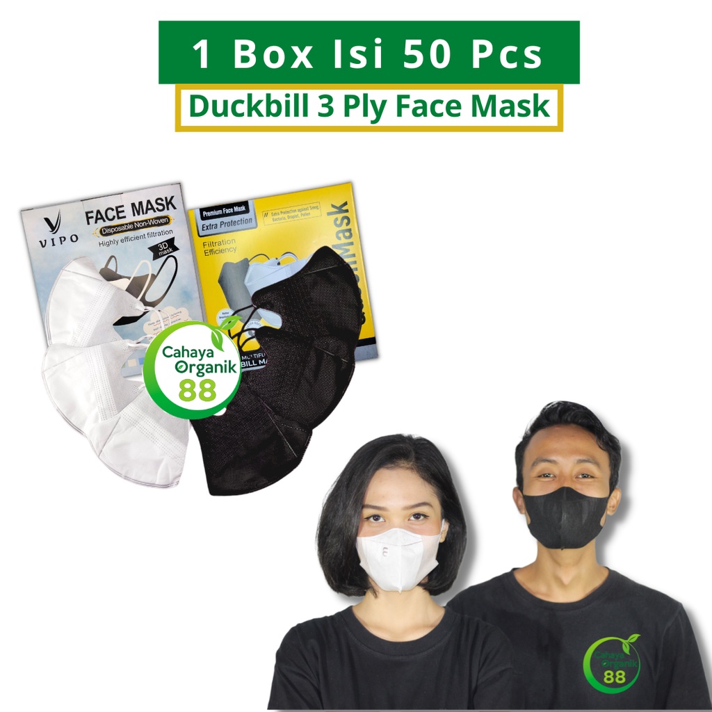 Masker Duckbill Garis 3 Ply Face Mask 1 Box Isi 50 Pcs