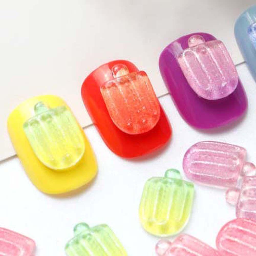 Needway   Es Krim Dekorasi Kuku Transparan 20pcs/lot Ice Cream 3D Kristal Nail Charms