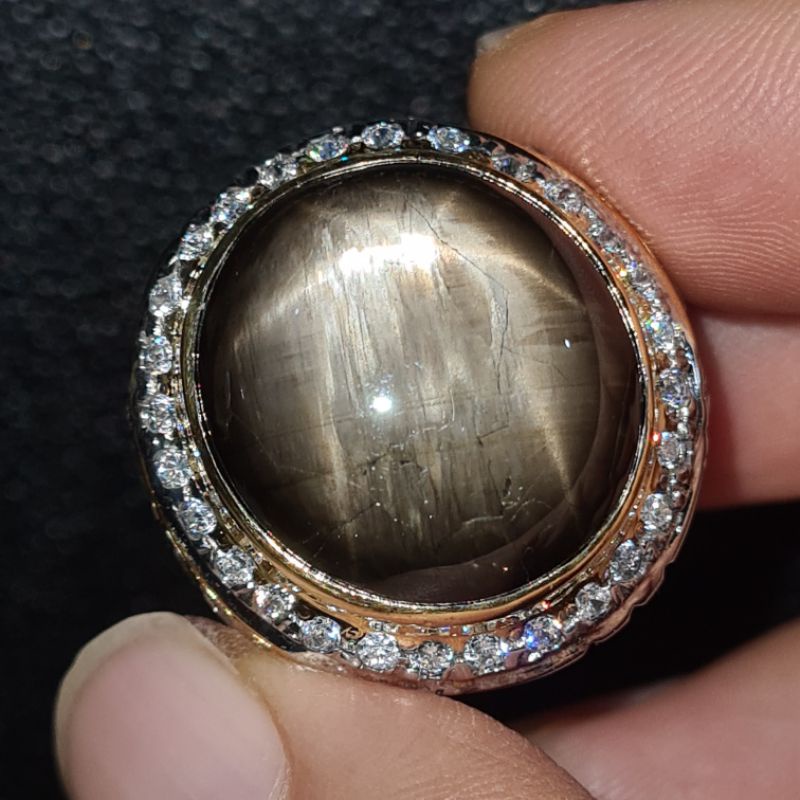 Natural Black Star Sapphire 37.55ct Cincin Batu Safir Hitam Bintang SS795