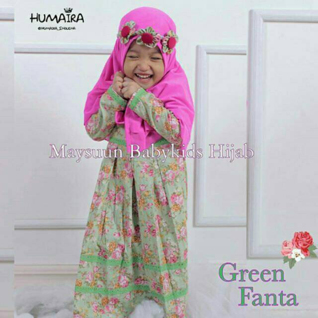 SALE DISKON Zaraa Green Fanta Hijau Pink Gamis Bayi Anak Katun Jepang Original Maysuun