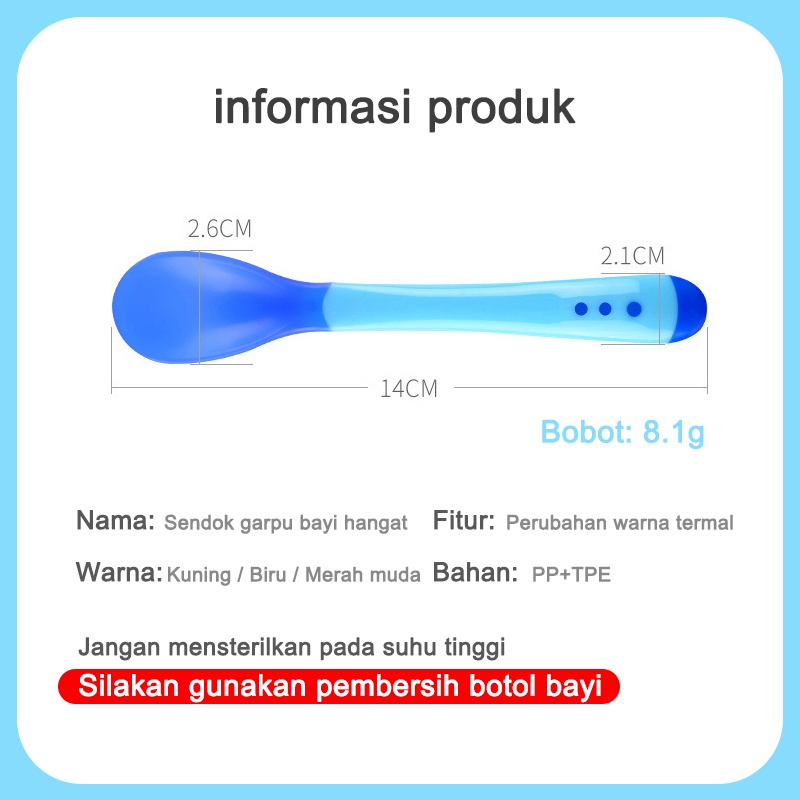 Sendok makan bayi/Sendok silikon bayi/Sendok makan/Sendok peka suhu (B26)