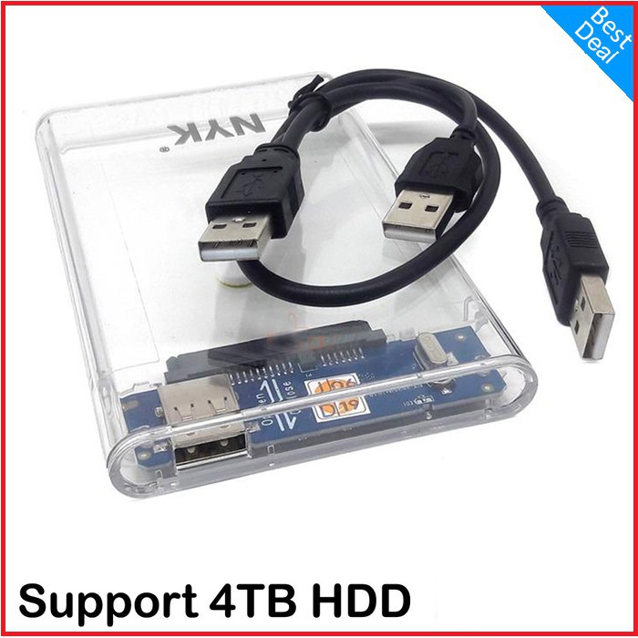 Casing harddisk eksternal 2.5 sata usb 2.0 nyk transparan - case hdd enclosure transparent