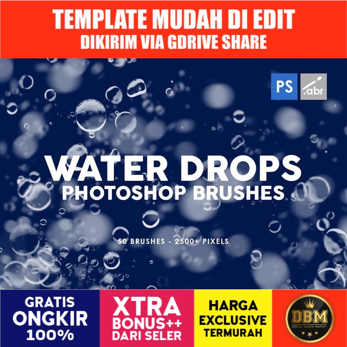 50 Water Drops - Photoshop Stamp Brushes