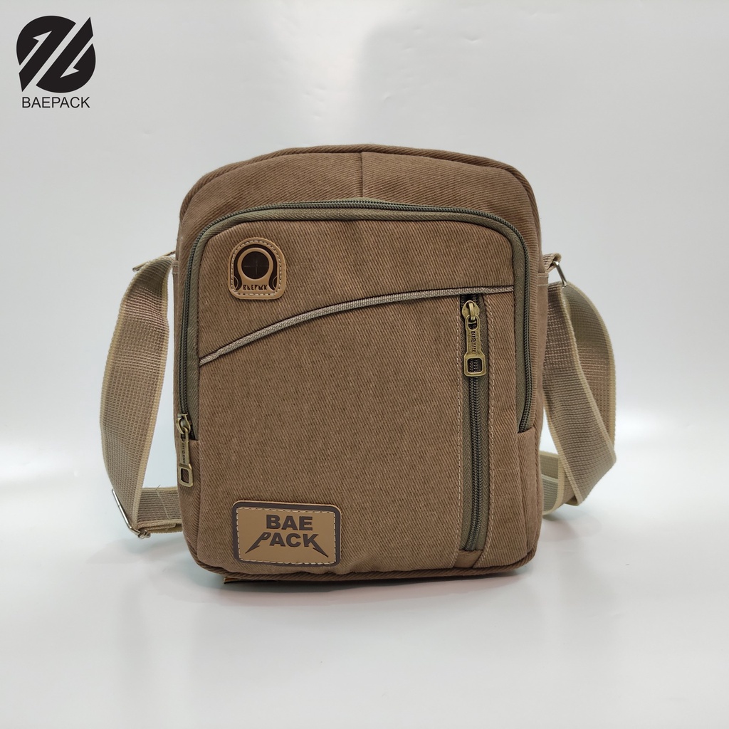 Tas Selempang Cowok Dengan Lubang Headset Brandon Baepack / Tas Bahu Pria / Original Baepack / Hijau Army