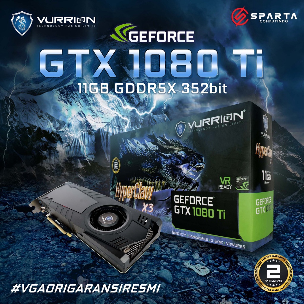 VGA Card Nvidia Geforce GTX 1080Ti 11GB GDDR5X Vurrion New Garansi Resmi