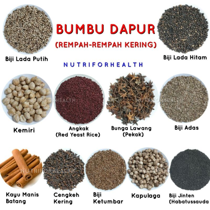 50gr Bumbu Rempah Dapur Kemiri Bunga Lawang Angkak Cengkeh Biji Adas Jinten Ketumbar Lada 5052