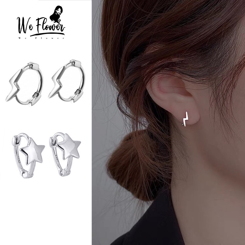 We Flower Anting Hoop s925 Silver Bentuk Bunga Gaya Korea Untuk Wanita