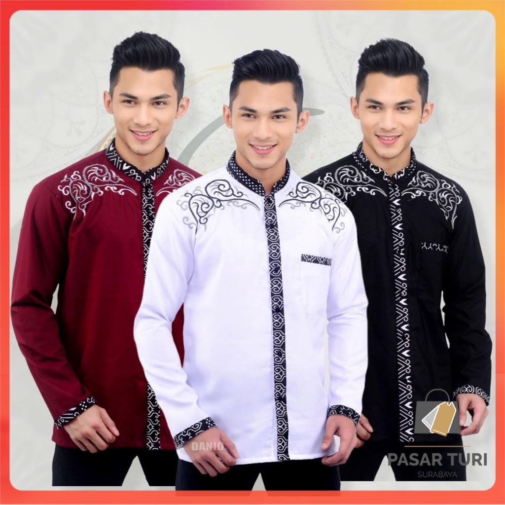 ( TERBARU ) Baju Koko Kurta Dewasa Lengan Panjang Pria Muslim Terbaru Motif Batik PasarTuri Sayap