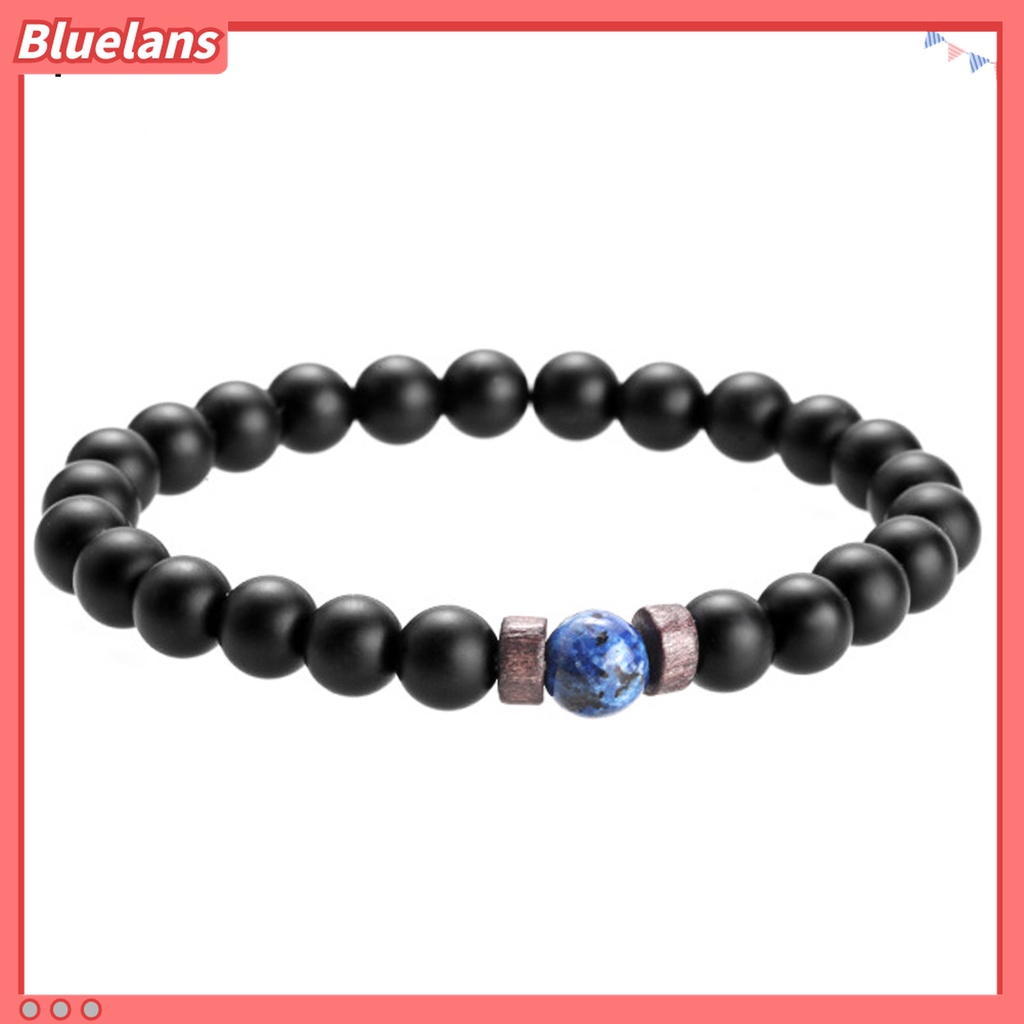 Gelang Tali Elastis Hias Manik-Manik Batu Vulkanik Unik Untuk Pria