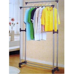 STAND HANGER DOUBLE POLE MURAH Rak jemuran dgn roda tanpa rak tambahan ES55