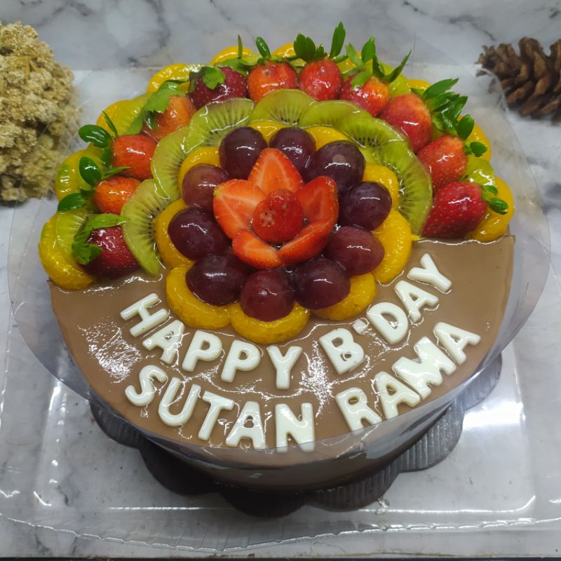 Puding Ulang Tahun Topping Half Buah 22cm