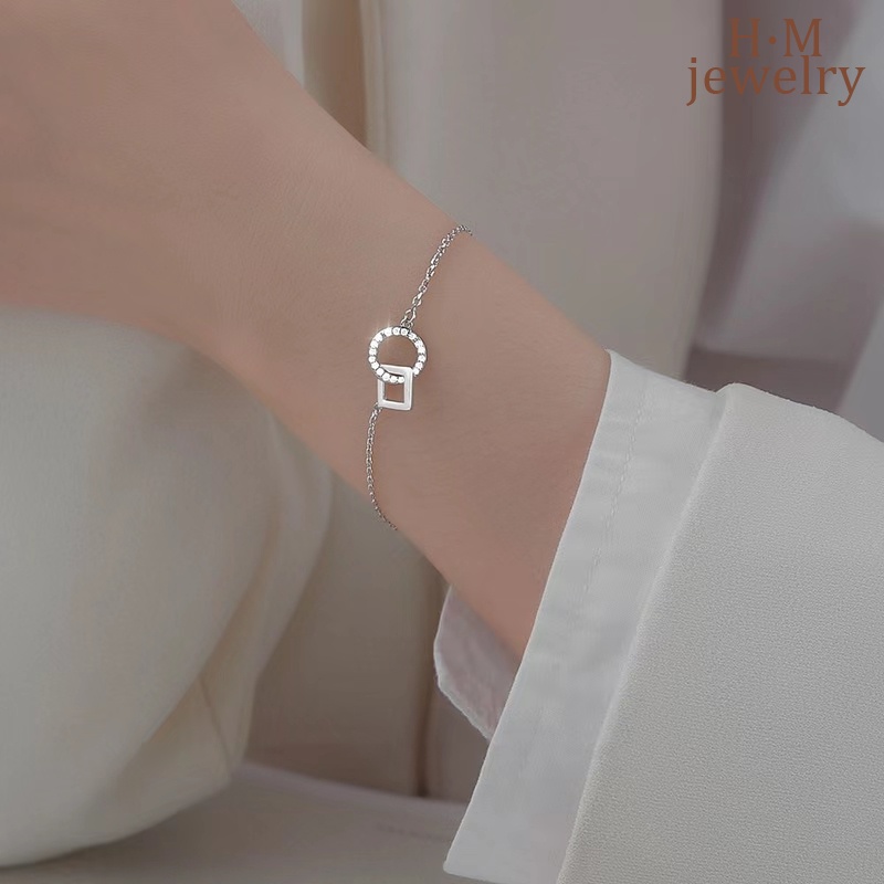 Gelang Tangan Rantai Aksen Berlian Imitasi Untuk Wanita