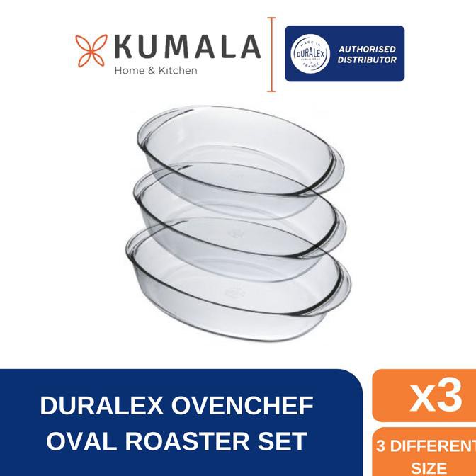 Duralex Mangkuk Ovenchef 3 Pieces Oval Roaster Set