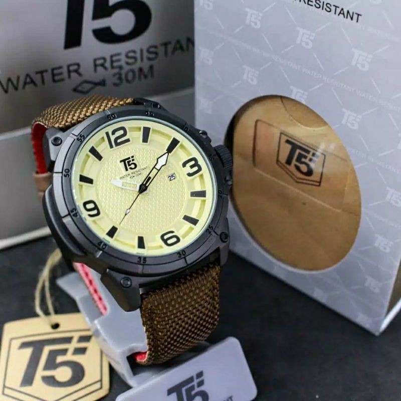 Jam T5 H 3568 original leather date bergaransi include box