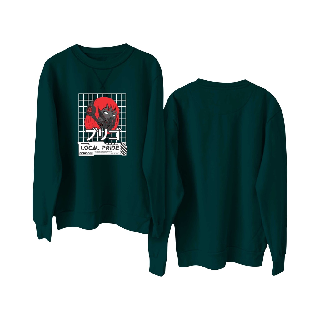 BRIGO Basic Sweatshirt  CYBERPUNK II Sweater Crewneck BRIGO CYBERPUNK Sablon DTF Fleece Cotton M-XXL (Pria &amp; Wanita) Free stiker&amp;Gantungan Kunci
