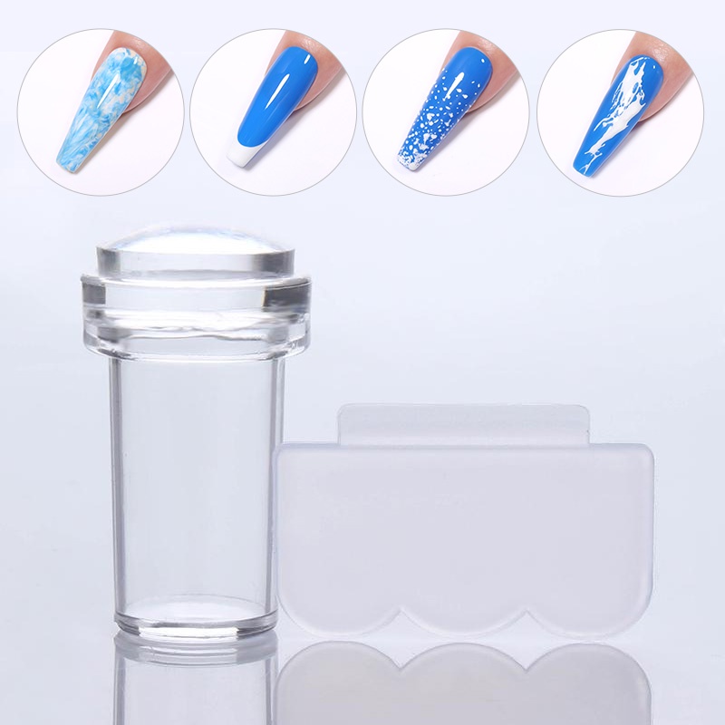 Transparent Nail Stamper with Scraper Jelly Silicone Stamp for French Nails Manicuring Kits Nail Art Stamping Tool