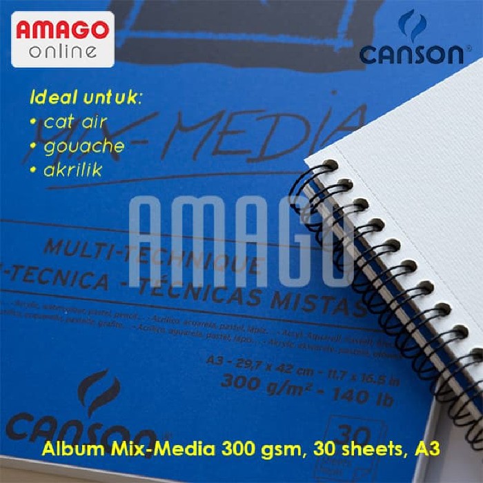 Buku CANSON XL Mix Media Mixmedia 30 sheets Paper Medium Grain A3 300g - 200807216