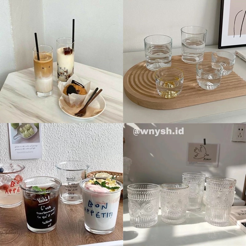 Shera korean glass, gelas tinggi, gelas aesthetic