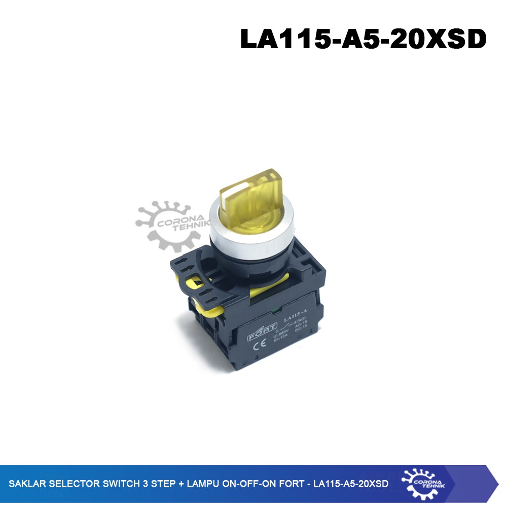 LA115-A5-20XSD - Saklar Selector Switch 3 Step + Lampu On-Off-On FORT