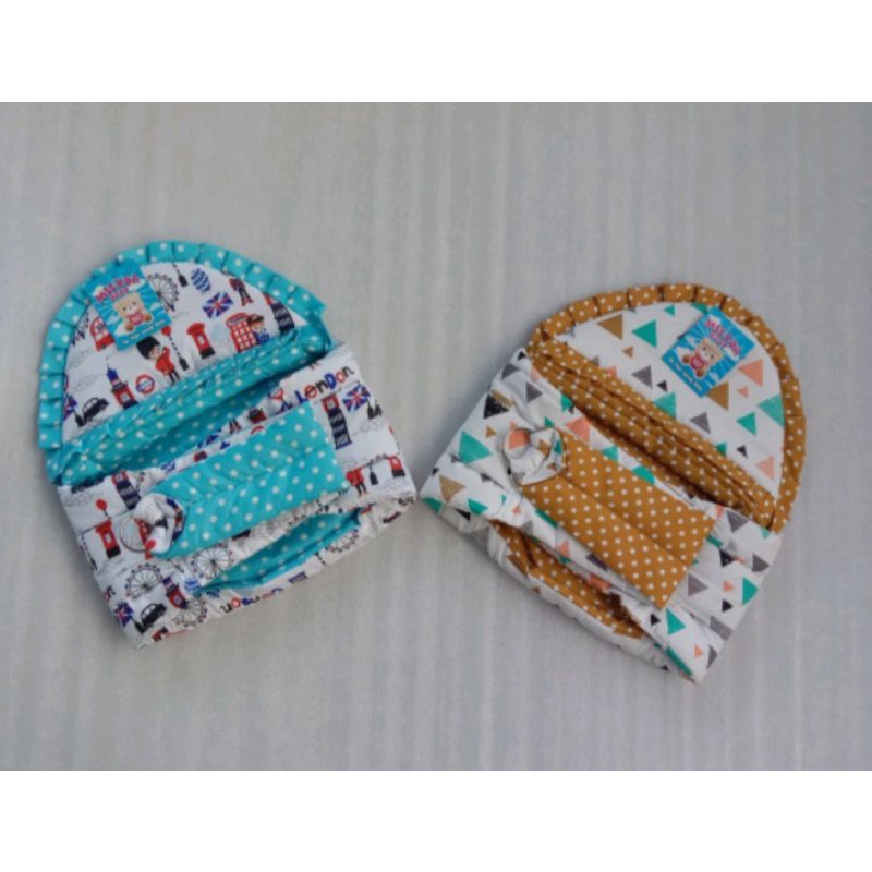 Gendongan Samping Ring + tutup kepala/ Gendongan Ring Bayi/ Gendongan Samping Motif