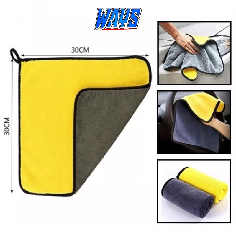 WAYS Kain Lap Microfiber Detailing 2 Sisi Warna | Lap Cuci Halus Cleaner Wax Detailer Motor Mobil