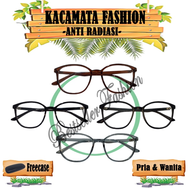 Kacamata Fashion Anti radiasi Gadget komputer lensa blueray Klasik retro kacamata pria dan wanita normal pelindung mata FREECASE