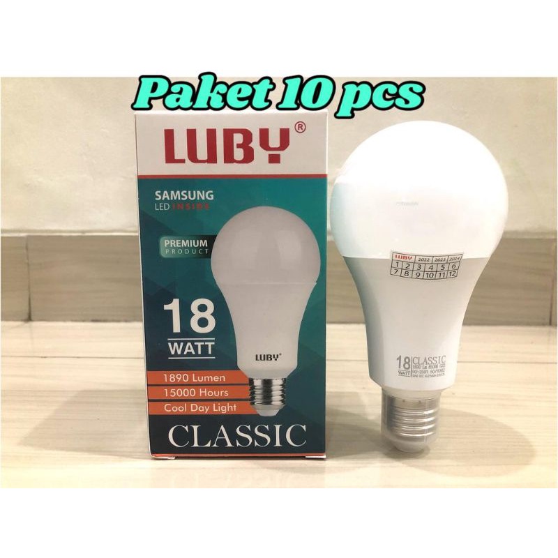 BOHLAM LED LUBY CLASSIC CAHAYA PUTIH PAKET 10PCS 18 WATT