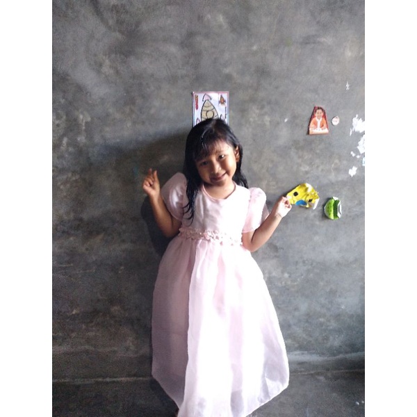 Dress anak perempuan usia 1th - 3th mix bahan silk, tile, organza.