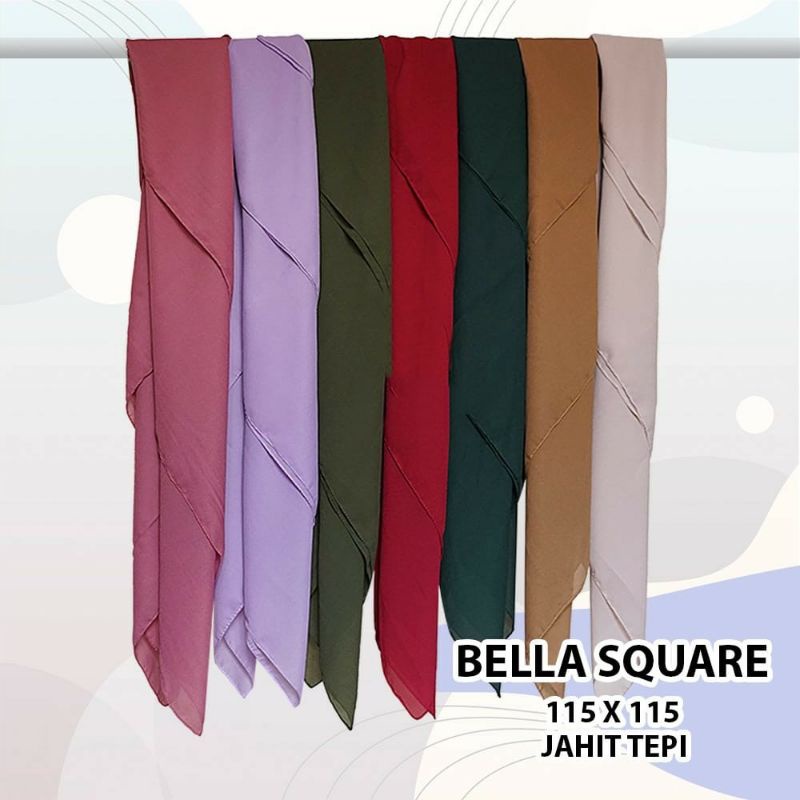 BELLA SQUARE JAHIT TEPI 115X115 HIJAB SEGI EMPAT TANPA MEREK