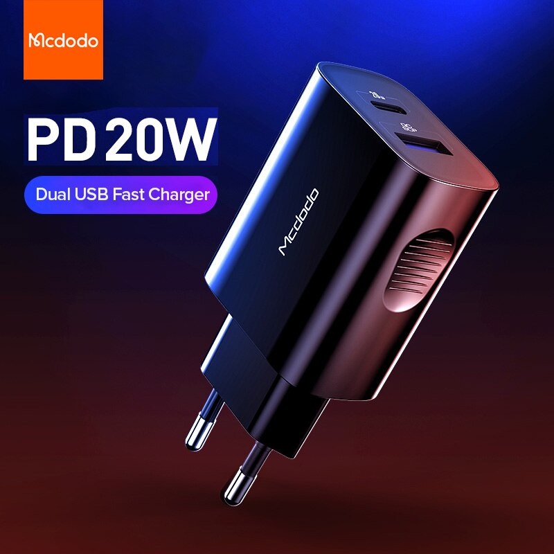 Kepala Charger Fast Charging USB Type C PD QC4.0 2 Port 20W - CH-8411 - Black