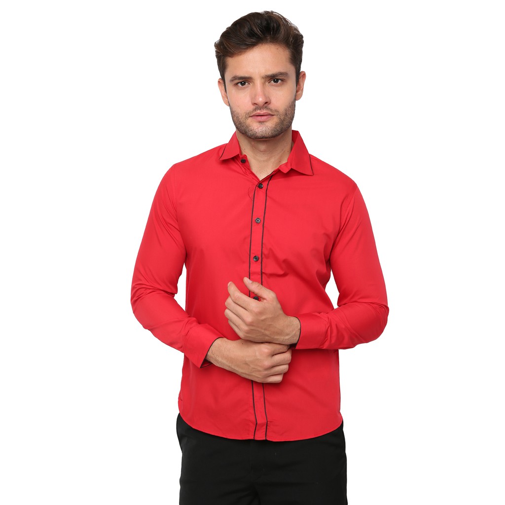 Kemeja Pria Formal Bahan Premium Import Merah Bisa COD RETUR