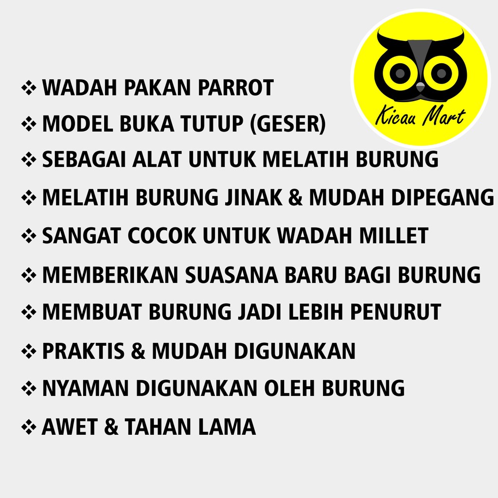 WADAH PAKAN BURUNG PARROT POINTER REWARD BOX KECIL TEMPAT MAKAN NURI PARKIT BEO LATIH HEWAN POIKCL