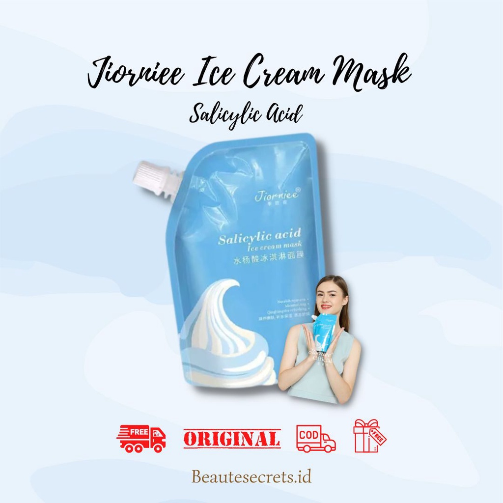 READY STOK Original Jiorniee Ice Cream Mask Salicylic Acid Penghilang Komedo / Jerawat / Bruntusan