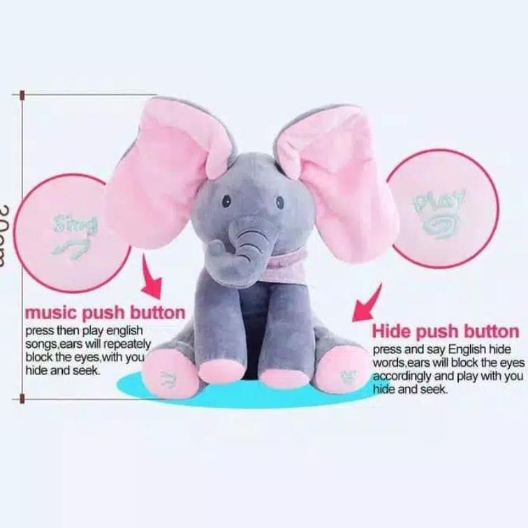 Boneka Musik Nyanyi Peak A Boo Gajah Kelinci  Anjing P19B